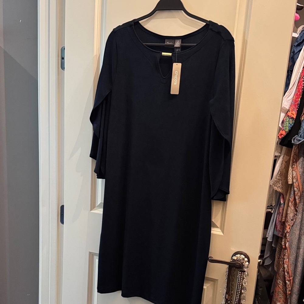 Chico's Travelers Classic Navy Flare Sleeve Dress